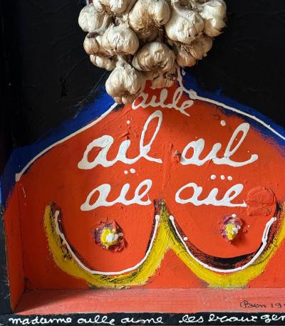 BEN VAUTIER - Au lit avec Madame aille ail ail aïe aïe  - 1980 - TECHNIQUE MIXTE/ASSEMBLAGE - SIGNÉ 2