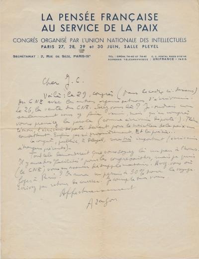 Louis ARAGON – Lettre autographe signée 2