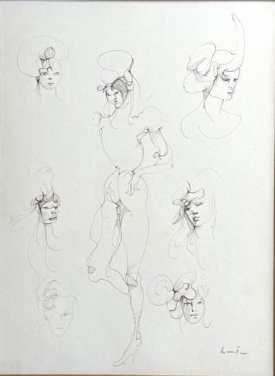 Léonor FINI - Portraits de jeunes filles - dessin original signé 2