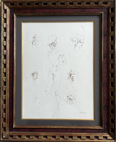 Léonor FINI - Portraits de jeunes filles - dessin original signé 2