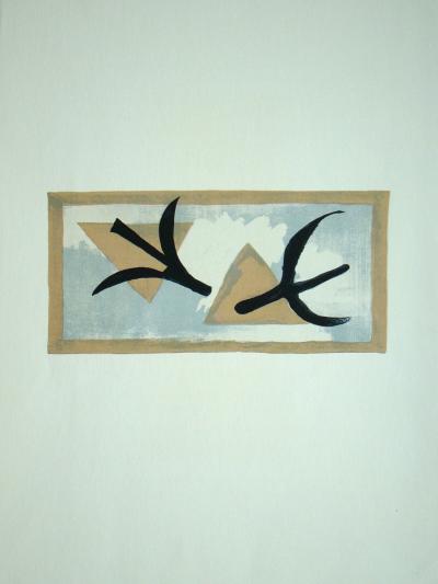 Georges BRAQUE ( after ) - Oiseaux dans le ciel, 1959 - Lithograph in colors 2