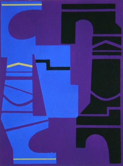 Edgard PILLET (d'après) - Composition abstraite, 1952 - Pochoir en couleurs gouaches 2