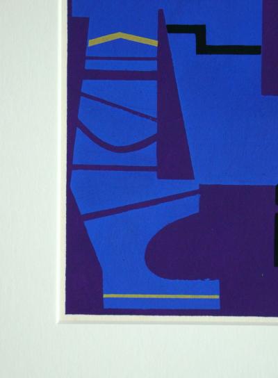 Edgard PILLET (d'après) - Composition abstraite, 1952 - Pochoir en couleurs gouaches 2