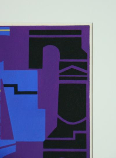 Edgard PILLET (d'après) - Composition abstraite, 1952 - Pochoir en couleurs gouaches 2