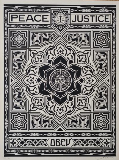 Shepard FAIREY (Obey) - Obey Peace and Justice Ornament Black 2012 - Sérigraphie signée 2
