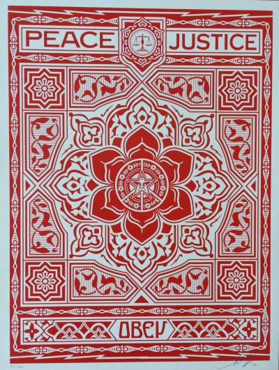 Shepard FAIREY (Obey) - Obey Peace and Justice Ornament Black 2012 - Sérigraphie signée 2