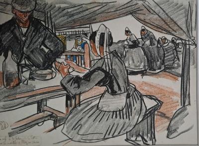 Mathurin Méheut (d’après) - Le café à la station de la Piéta avant la montée à Plas ar c’horn - - Impression numérique 2