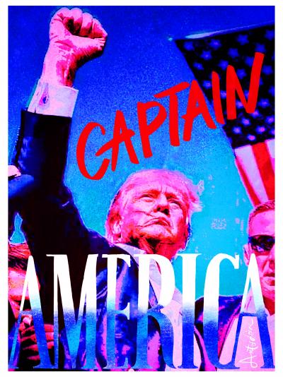Pellarose - Captain of America (Donald Trump) - Digigraphie originale signée 2