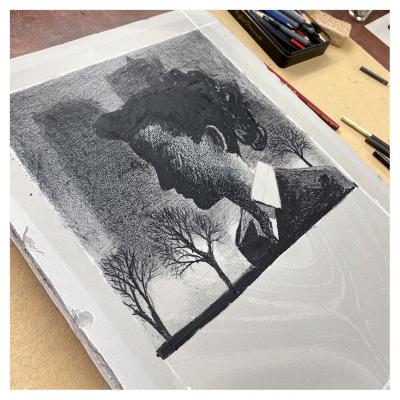 Dominique Bertail - Portrait de Madeleine résistante, 2021 - lithographie, signée et numérotée 2