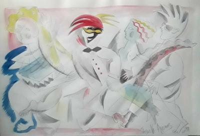 Issaeva-Agenos - Alors on danse, 2017 - Dessin, signé 2