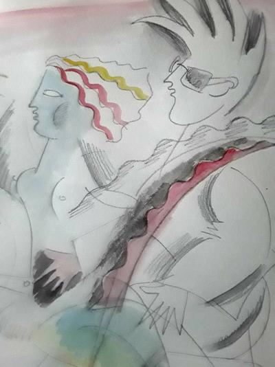 Issaeva-Agenos - Alors on danse, 2017 - Dessin, signé 2