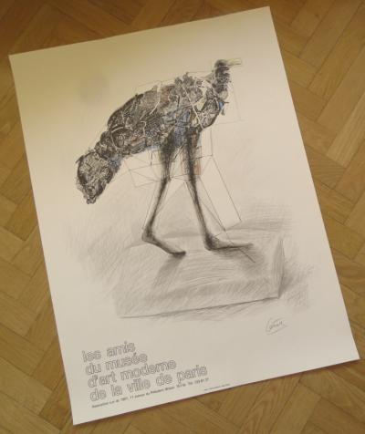 César Baldaccini dit César - Poule en marche, 1980 -  Affiche originale en lithographie 2
