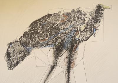 César Baldaccini dit César - Poule en marche, 1980 -  Affiche originale en lithographie 2