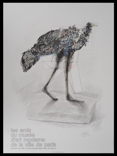 César Baldaccini dit César - Poule en marche, 1980 -  Affiche originale en lithographie 2