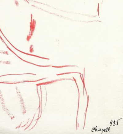 Marc Chagall  - Bella assise de dos (1925) - Gouache sur papier. signée et datée Chagall 925 2