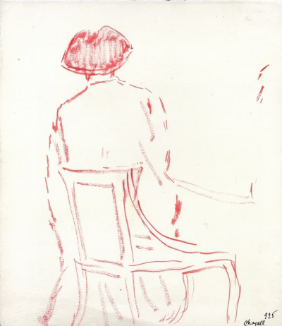 Marc Chagall  - Bella assise de dos (1925) - Gouache sur papier. signée et datée Chagall 925 2