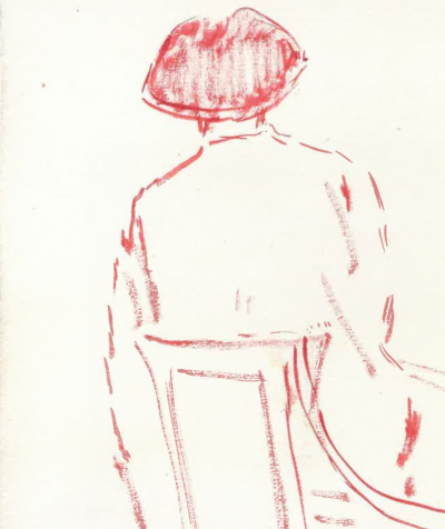 Marc Chagall  - Bella assise de dos (1925) - Gouache sur papier. signée et datée Chagall 925 2