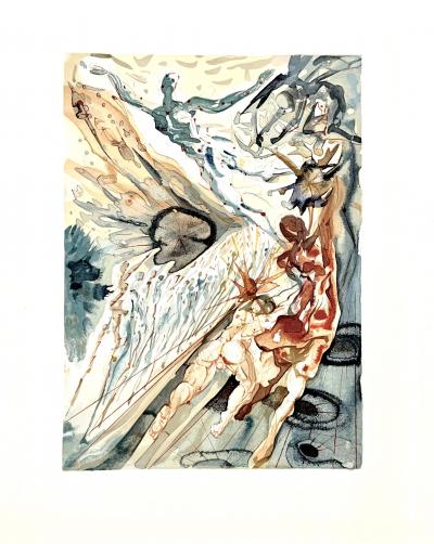 Salvador Dali - Divine Comédie - Deux troupes de luxurieux - Gravure sur bois 2