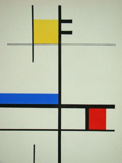 Jean GORIN (d’après) - Composition abstraite, 1952 - Pochoir aux couleurs gouaches signé 2