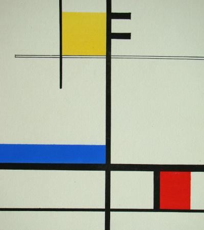 Jean GORIN (d’après) - Composition abstraite, 1952 - Pochoir aux couleurs gouaches signé 2