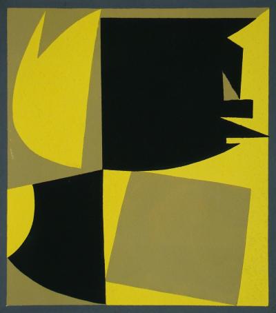 Victor VASARELY (d’après) - Zaïre, composition abstraite, 1952 - Pochoir aux couleurs gouaches