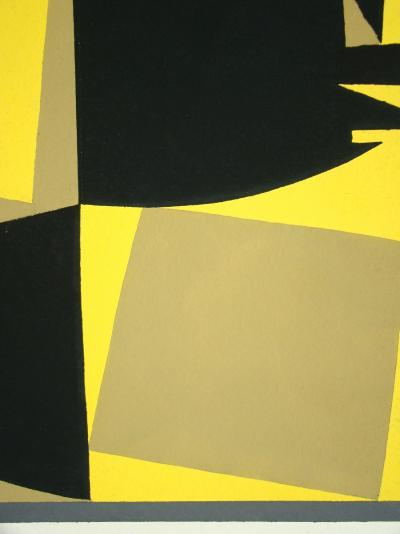 Victor VASARELY (d’après) - Zaïre, composition abstraite, 1952 - Pochoir aux couleurs gouaches 2
