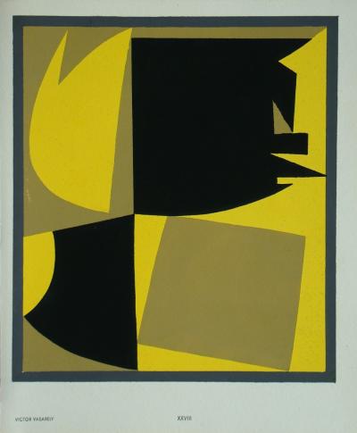 Victor VASARELY (d’après) - Zaïre, composition abstraite, 1952 - Pochoir aux couleurs gouaches 2
