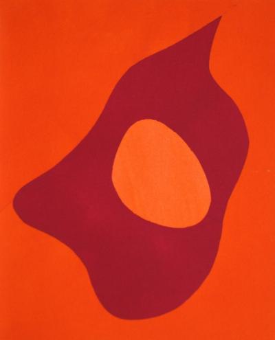 Jean Hans ARP (d’après) - Composition abstraite, 1952 - Pochoir en couleurs gouaches 2