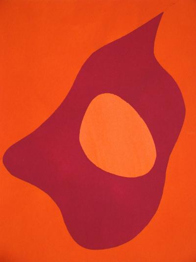 Jean Hans ARP (d’après) - Composition abstraite, 1952 - Pochoir en couleurs gouaches 2