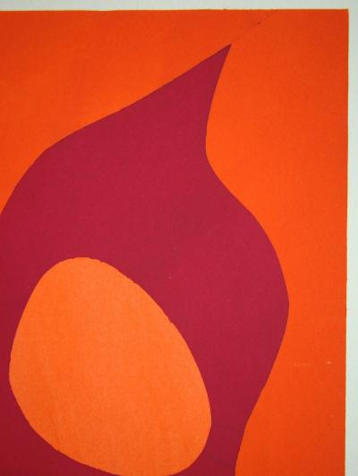 Jean Hans ARP (d’après) - Composition abstraite, 1952 - Pochoir en couleurs gouaches 2