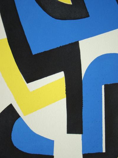 Jean DEWASNE (d’après) - Composition abstraite, 1952 - Pochoir aux couleurs gouaches 2