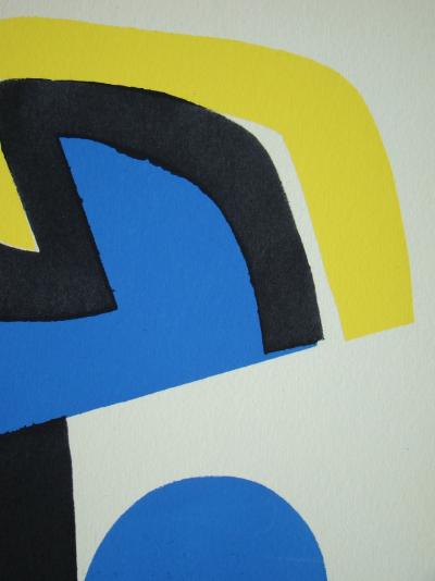 Jean DEWASNE (d’après) - Composition abstraite, 1952 - Pochoir aux couleurs gouaches 2