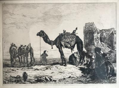 Jules LAURENS - Sous Les murs de Téhéran,1886.Eau-forte signée 2