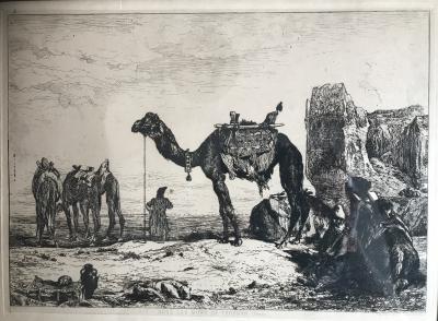 Jules LAURENS - Sous Les murs de Téhéran,1886.Eau-forte signée 2