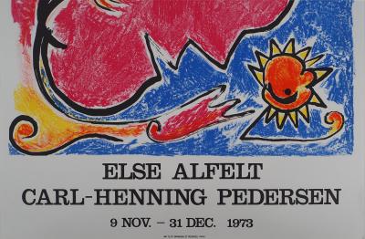Carl-Henning PEDERSEN : Le visage rouge, Affiche originale en lithographie 2