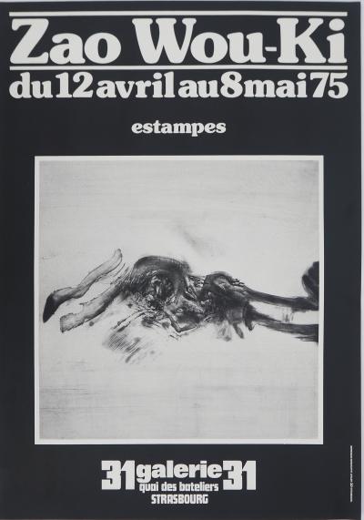 Zao WOU-KI : Composition abstraite dynamique, Affiche originale en sérigraphie 2