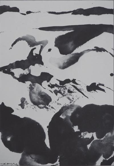 Zao WOU-KI : Neige sur les roches, Affiche originale d’époque signée 2