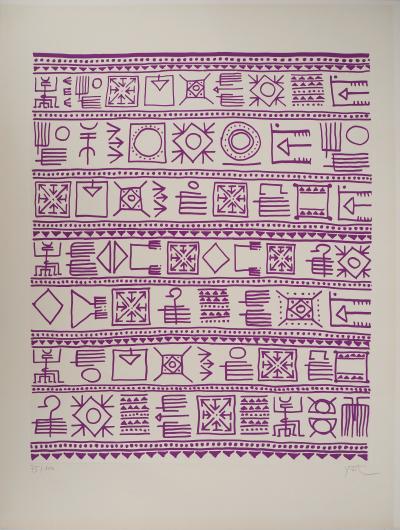 Yona FRIEDMAN: Pictograms of Genesis (Mauve), Original signed screenprint 2