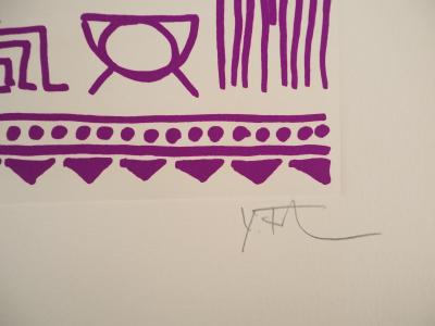 Yona FRIEDMAN: Pictograms of Genesis (Mauve), Original signed screenprint 2
