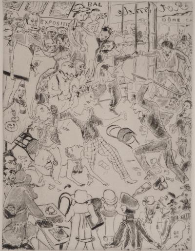 Léonard Tsuguharu FOUJITA: The Rotonde Café, Original signed engraving 2