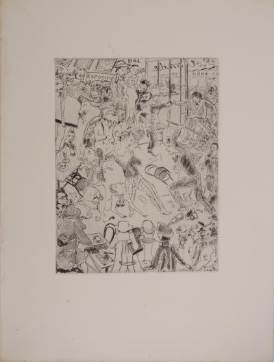 Léonard Tsuguharu FOUJITA: The Rotonde Café, Original signed engraving 2