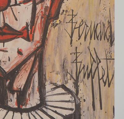 Bernard BUFFET : Le clown à la collerette, Affiche originale d’époque signée 2