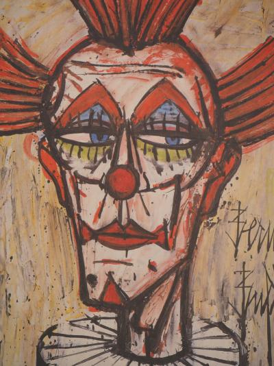 Bernard BUFFET : Le clown à la collerette, Affiche originale d’époque signée 2
