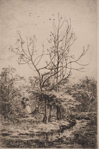 Charles François DAUBIGNY : Le verger, Gravure originale signée 2