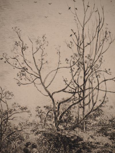Charles François DAUBIGNY : Le verger, Gravure originale signée 2