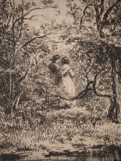 Charles François DAUBIGNY : Le verger, Gravure originale signée 2