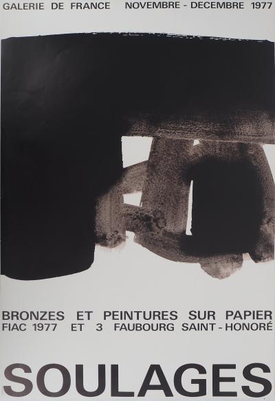 Pierre SOULAGES : Bronzes et peintures FIAC 77, Affiche originale d’époque 2