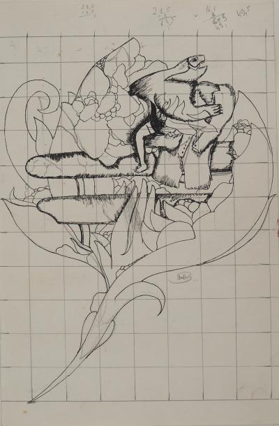 Jean-Claude SILBERMANN : Enseignes sournoises, L’éclosion de la fleur, Dessin original signé 2
