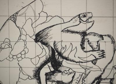 Jean-Claude SILBERMANN : Enseignes sournoises, L’éclosion de la fleur, Dessin original signé 2