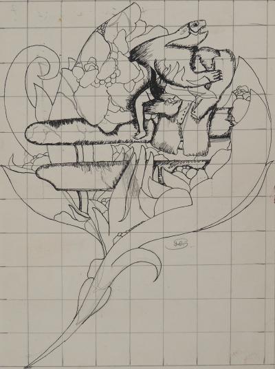 Jean-Claude SILBERMANN : Enseignes sournoises, L’éclosion de la fleur, Dessin original signé 2